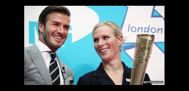 David Beckham y la llama olímpica. Foto: Getty Images